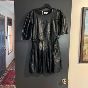 Lost + wander black pleather belted dress size M